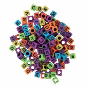 Alphabet Beads- 6mm Asst Rainbow Clear (150ct)
