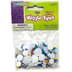 Creativity Street Wiggle Eyes Peel 'n Stick - (100 Pack) Assorted Sizes & Painted Eyes