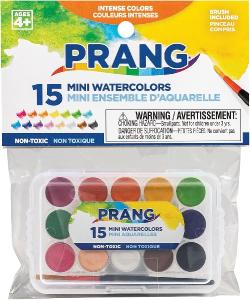 Prang15ct Mini Watercolor Pan Set With Brush   PRX14699