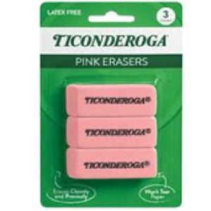 Dixon Ticonderoga Pink Carnation Erasers 3pk  - PX38943
