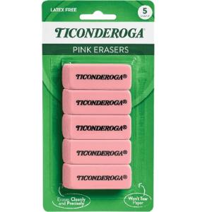 Dixon Ticonderoga Pink Carnation Erasers 5pk  - PX38945