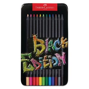 Faber Castell Black Edition Colored Pencils 12ct Metal Gift Tin 116413