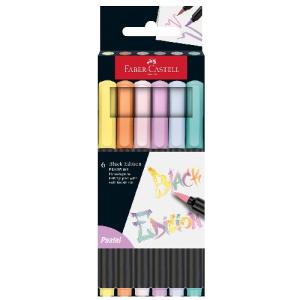Faber Castell Black Edition Felt Tip Brush Pen 6ct Pastel 116453