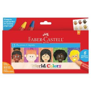 Faber-Castell Jumbo Triangular Beeswax Crayons World Colors 15ct