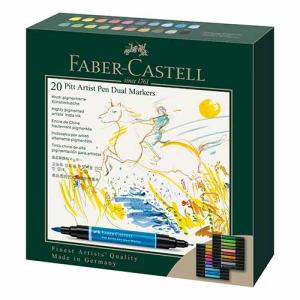 Faber Castell Pitt Artist Pen Dual Markers Set- Cardboard Wallet (20ct)