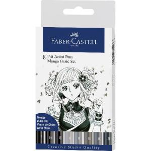 Faber Castell Pitt Artist Pens Wallet- Manga Basic Set 8ct 167107