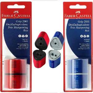 Faber Castell Grip 2001 Trio Pencil Sharpener, (Blister carded) - NO CHOICE Red & Blue