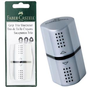 Faber Castell Grip Trio Pencil Sharpener, (Blister carded) -Silver