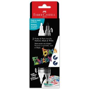 Faber-Castell Black Edition Shake & Paint Markers- Black & White 2ct