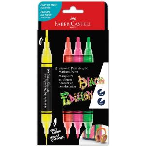 Faber-Castell Black Edition Shake & Paint Markers- Neon Colors 4ct