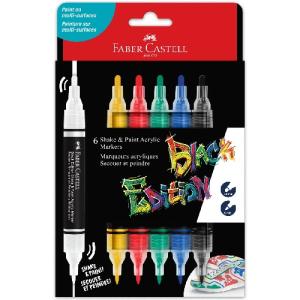 Faber-Castell Black Edition Shake & Paint Markers- Classic Colors 6ct
