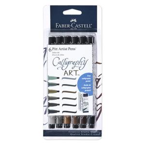 Faber Castell Creative Studio Pitt Artist Pens Calligraphy Art- 6ct (Subtle Tones)
