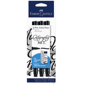 Faber Castell Calligraphy Pitt Artist Pens- 3ct Black (2.5mm) Calligraphy Art