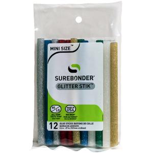 Surebonder Mini Glue Sticks - (12 Pack) Glitter Stik, Assorted