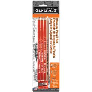 General's Charcoal Pencil Kit w/ Sharpener - (5 Pieces)