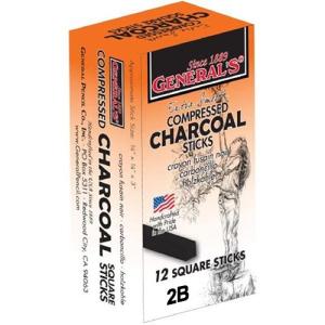 General's Compressed Charcoal Sticks - (12 Pack) 2B Hard 960-2B