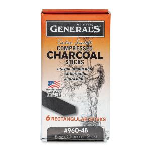 General's Compressed Charcoal Sticks - (6 Pack) 4B Medium  960-4B
