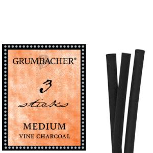 Grumbacher Vine Charcoal Sticks - (3 Pack) Medium