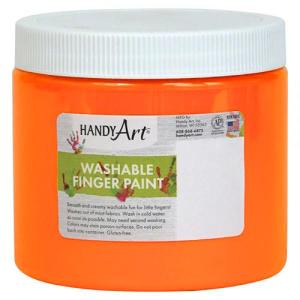 Handy Art Washable Finger Paint - (16oz/473ml) Fluorescent Orange