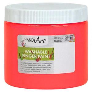 Handy Art Washable Finger Paint - (16oz/473ml) Fluorescent Red