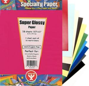 Hygloss Specialty Paper 8.5" x 11" - (10 Sheets) Assorted Super Glossy Colors