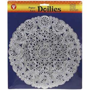 Hygloss 12" Silver Round Doilies- 24ct