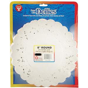 Hygloss Paper Lace Doilies 8" - (36 Pack) White Round