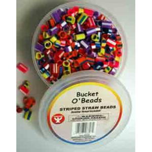 Hygloss Striped Straw Bucket O'Beads Assorted Sizes