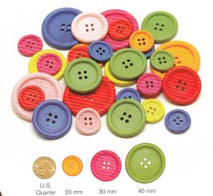 Hygloss Bright Wooden Buttons 25pc 30mm Medium