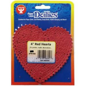 Hygloss Paper Lace Doilies 4" - (100 Pack) Red Hearts