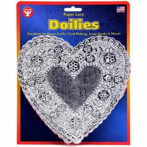 Hygloss Paper Lace Doilies 4" - (12 Pack) Silver Hearts