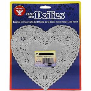 Hygloss Paper Lace Doilies 6" - (12 Pack) Silver Heart
