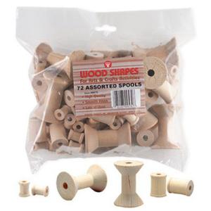 Hygloss Wooden Shapes - (72 Pieces) Assorted Spools