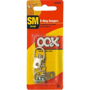 Ook D-Ring Hangers - (3 Sets) 1-Hole, Small