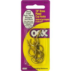 Ook Cup Hooks - (6 Pack) Brass 7/8"