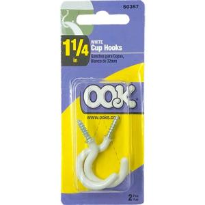 Ook Cup Hooks - (2 Pack) White Vinyl 1-1/4"