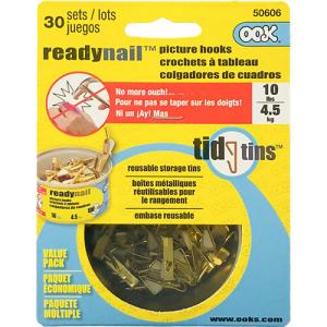 Ook Ready Nail Picture Hangers & Tin - (30 Sets) 10lbs