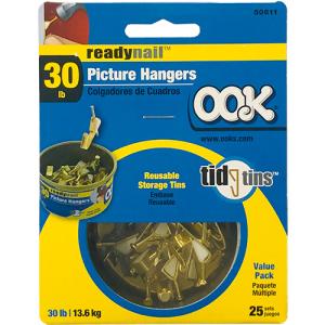 Ook Ready Nail Picture Hangers & Tin - (25 Sets) 30lbs