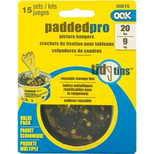 Ook Padded-Pro Professional Picture Hangers & Tin - (15 Sets) 20lbs