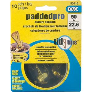 Ook Padded-Pro Professional Picture Hangers & Tin - (10 Sets) 50lbs