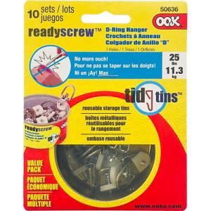 Ook Ready Screw D-Ring Hangers & Tin - (10 Sets) Small