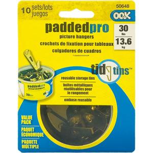 Ook Padded-Pro Professional Picture Hangers & Tin - (10 Sets) 30lbs