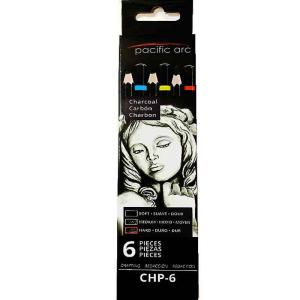 Pacific Arc Charcoal Pencil Set 6ct- Soft, Medium & Hard  CHP-6