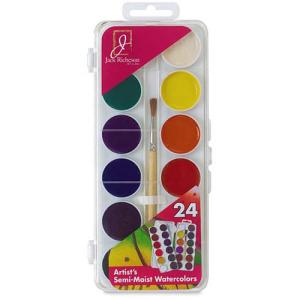 Richeson Semi-Moist Watercolor Set with Brush - (24 Colors)