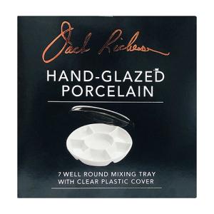Jack Richeson Hand-Glazed Porcelain Mixing Tray - 7 Well Round with Clear Plastic Cover