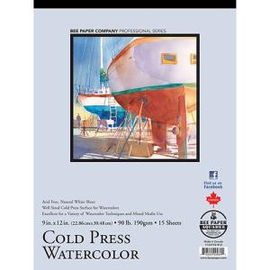 Bee Aquabee Watercolor Pad 9" x 12"- (15 Sheets, 90lb) Cold Press Surface  BEE-1133T15-912