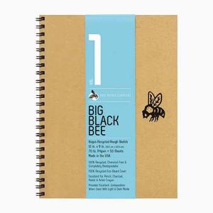 Big Black Bee Recycled Rough Sketch Journal 6x9- 50shts