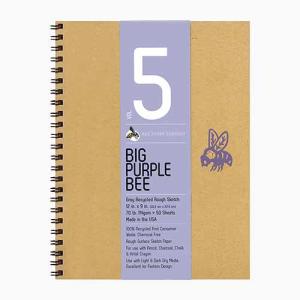 Big Purple Bee Gray Recycled Rough Sketch Journal- 9x12 (50shts)