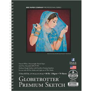 Bee Paper Globetrotter Premium Sketch Paper Pad 8.5" x 11" - (70 Sheets, 80lb)