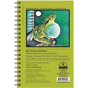 Bee Paper Premium Recycled Sketch Paper Pad 5.5" x 8.5" - (50 Sheets, 70lb)